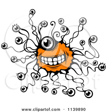 Clipart Of An Orange Virus With Eyes - Royalty Free Vector Illustration by Vector Tradition SM