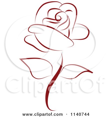 Clipart Of A Beautiful Single Red Rose 3 - Royalty Free Vector Illustration by Vitmary Rodriguez
