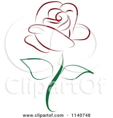 Clipart Of A Beautiful Single Red Rose 2 - Royalty Free Vector Illustration by Vitmary Rodriguez