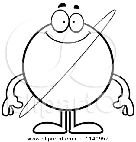 Cartoon Clipart Of A Black And White Smiling Planet Uranus - Vector Outlined Coloring Page by Cory Thoman