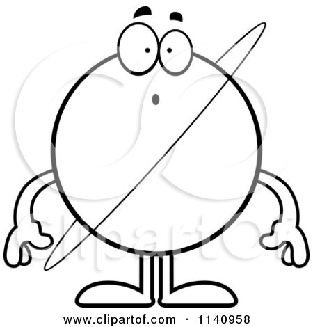 Cartoon Clipart Of A Black And White Surprised Planet Uranus - Vector Outlined Coloring Page by Cory Thoman