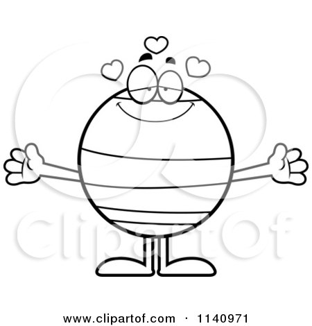 Cartoon Clipart Of A Black And White Loving Neptune - Vector Outlined Coloring Page by Cory Thoman