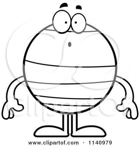 Cartoon Clipart Of A Black And White Surprised Neptune - Vector Outlined Coloring Page by Cory Thoman