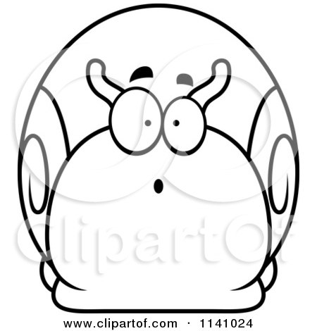 Cartoon Clipart Of A Black And White Surprised Snail - Vector Outlined Coloring Page by Cory Thoman