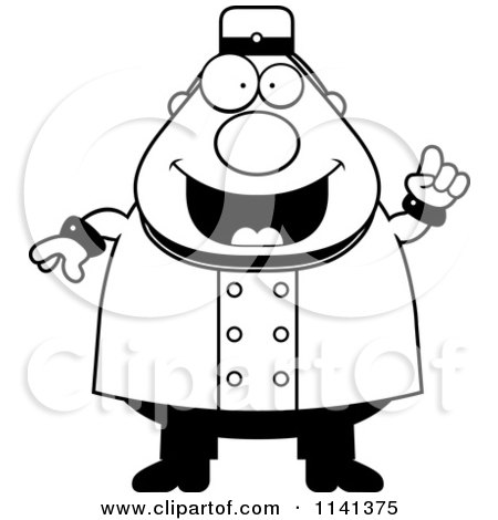 Cartoon Clipart Of A Black And White Smart Bellhop Worker With An Idea - Vector Outlined Coloring Page by Cory Thoman