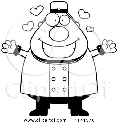Cartoon Clipart Of A Black And White Amorous Bellhop Worker - Vector Outlined Coloring Page by Cory Thoman