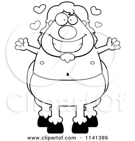 Cartoon Clipart Of A Black And White Amorous Centaur - Vector Outlined Coloring Page by Cory Thoman