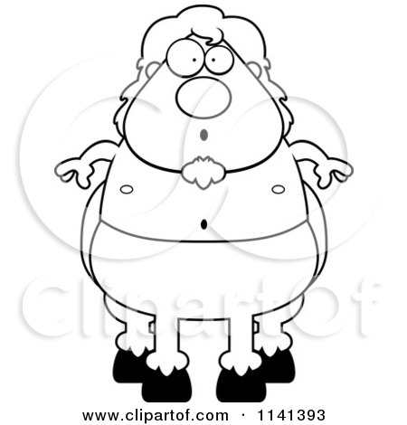 Cartoon Clipart Of A Black And White Surprised Centaur - Vector Outlined Coloring Page by Cory Thoman
