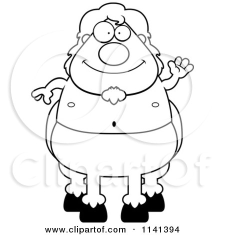 Cartoon Clipart Of A Black And White Friendly Waving Centaur - Vector Outlined Coloring Page by Cory Thoman