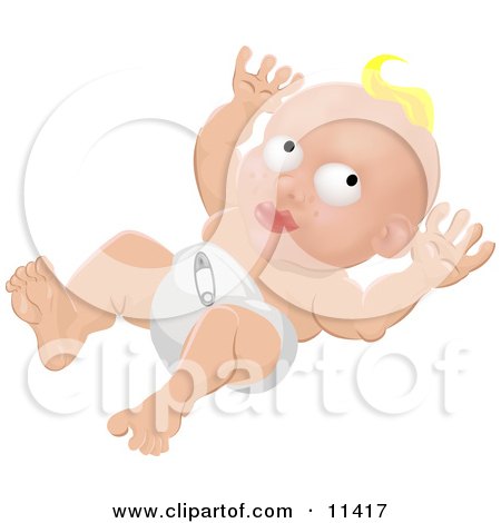 Blond Caucasian Baby in a Nappy Diaper Clipart Illustration by AtStockIllustration