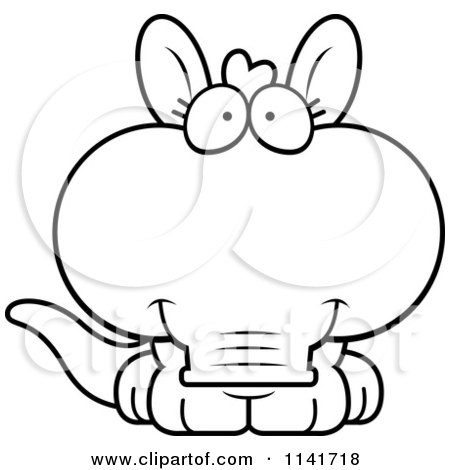 Cartoon Clipart Of A Black And White Cute Aardvark - Vector Outlined Coloring Page by Cory Thoman