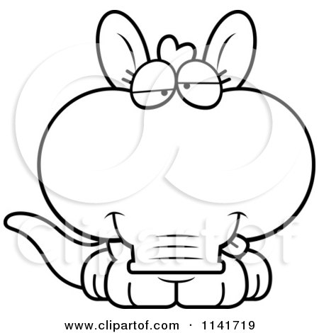 Cartoon Clipart Of A Black And White Drunk Aardvark - Vector Outlined Coloring Page by Cory Thoman
