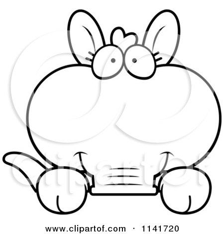 Cartoon Clipart Of A Black And White Aardvark Looking Over A Surface - Vector Outlined Coloring Page by Cory Thoman