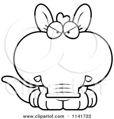 Cartoon Clipart Of A Black And White Angry Aardvark - Vector Outlined Coloring Page by Cory Thoman