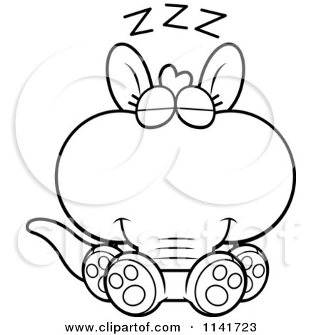 Cartoon Clipart Of A Black And White Sleeping Aardvark - Vector Outlined Coloring Page by Cory Thoman