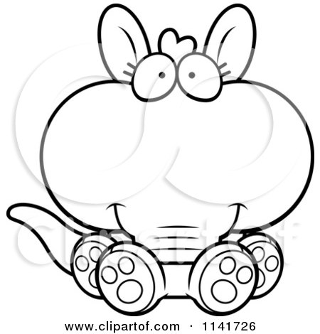 Cartoon Clipart Of A Black And White Sitting Aardvark - Vector Outlined Coloring Page by Cory Thoman