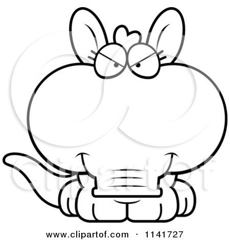 Cartoon Clipart Of A Black And White Mean Aardvark - Vector Outlined Coloring Page by Cory Thoman