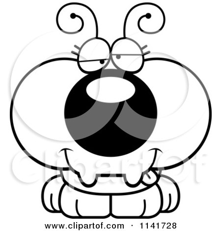 Cartoon Clipart Of A Black And White Drunk Ant - Vector Outlined Coloring Page by Cory Thoman