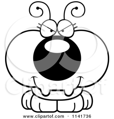 Cartoon Clipart Of A Black And White Sly Ant - Vector Outlined Coloring Page by Cory Thoman