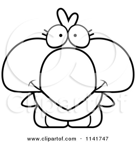Cartoon Clipart Of A Black And White Cute Bird Chick - Vector Outlined Coloring Page by Cory Thoman