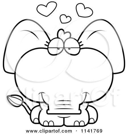 Cartoon Clipart Of A Black And White Cute Baby Elephant In ...