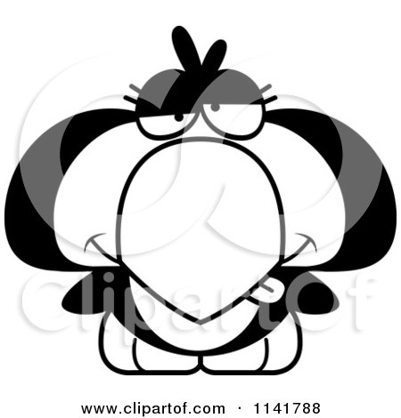 Cartoon Clipart Of A Black And White Drunk Penguin Chick - Vector Outlined Coloring Page by Cory Thoman