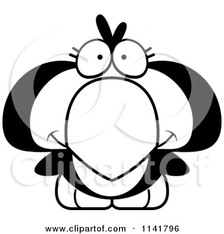 Cartoon Clipart Of A Black And White Cute Penguin Chick - Vector Outlined Coloring Page by Cory Thoman