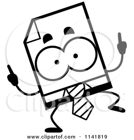 Cartoon Clipart Of A Black And White Business Document Mascot Doing A Happy Dance - Vector Outlined Coloring Page by Cory Thoman