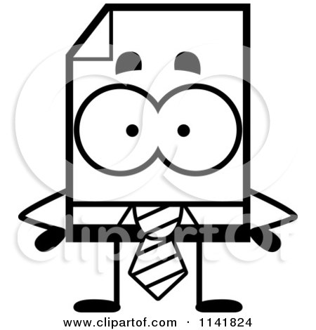 Cartoon Clipart Of A Black And White Business Document Mascot With Hands On Hips - Vector Outlined Coloring Page by Cory Thoman