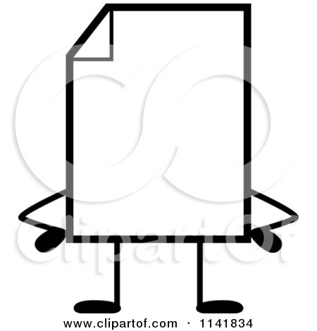 Cartoon Clipart Of A Black And White Blank Document Mascot With Hands On Hips - Vector Outlined Coloring Page by Cory Thoman