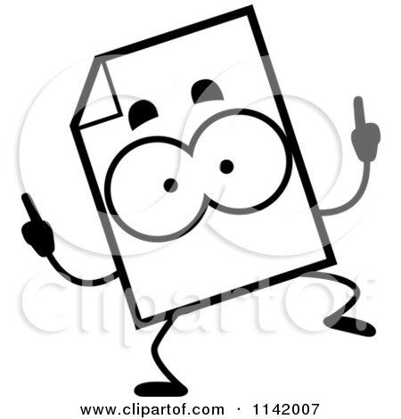 Cartoon Clipart Of A Black And White Document Mascot Doing A Happy Dance - Vector Outlined Coloring Page by Cory Thoman