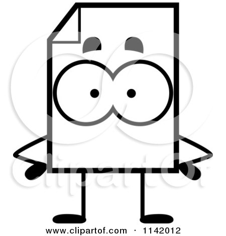 Cartoon Clipart Of A Black And White Document Mascot With Hands On Hips - Vector Outlined Coloring Page by Cory Thoman