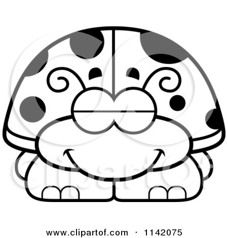 Cartoon Clipart Of A Black And White Sleeping Ladybug - Vector Outlined Coloring Page by Cory Thoman