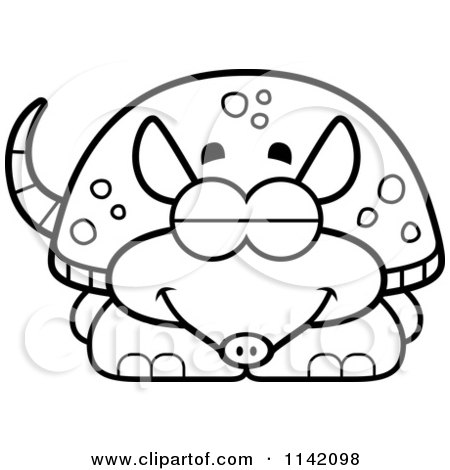 Cartoon Clipart Of A Black And White Sleeping Armadillo - Vector Outlined Coloring Page by Cory Thoman