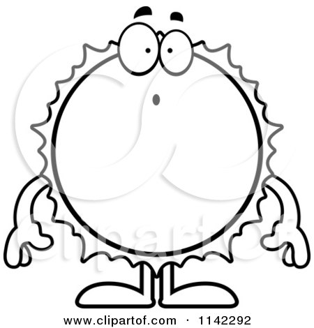 Cartoon Clipart Of A Black And White Surprised Sun - Vector Outlined Coloring Page by Cory Thoman