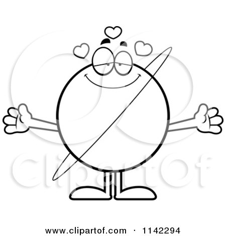 Cartoon Clipart Of A Black And White Loving Planet Uranus - Vector Outlined Coloring Page by Cory Thoman