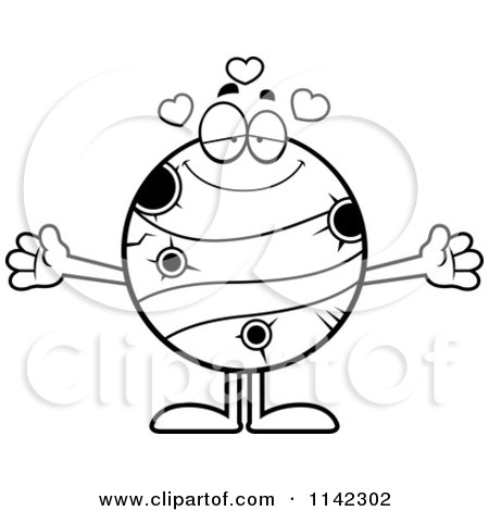 Cartoon Clipart Of A Black And White Loving Planet Mercury - Vector Outlined Coloring Page by Cory Thoman