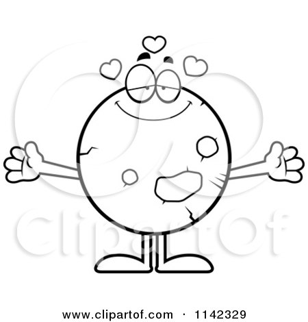 Cartoon Clipart Of A Black And White Loving Planet Mars - Vector Outlined Coloring Page by Cory Thoman