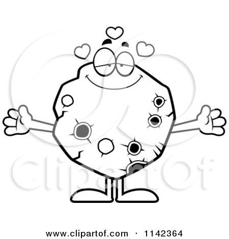 Cartoon Clipart Of A Black And White Loving Asteroid - Vector Outlined Coloring Page by Cory Thoman