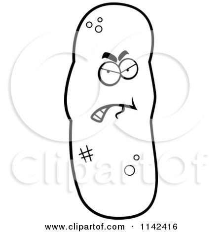 Cartoon Clipart Of A Black And White Mad Turd Character - Vector Outlined Coloring Page by Cory Thoman