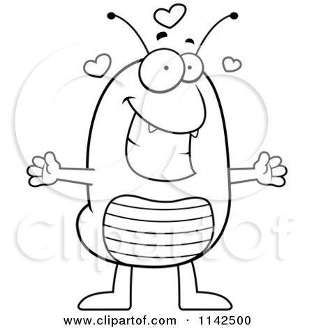 Cartoon Clipart Of A Black And White Loving Flea - Vector Outlined Coloring Page by Cory Thoman