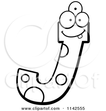 Cartoon Clipart Of A Black And White Alien Letter J - Vector Outlined Coloring Page by Cory Thoman