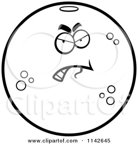 Cartoon Clipart Of A Black And White Angry Navel Orange Character - Vector Outlined Coloring Page by Cory Thoman