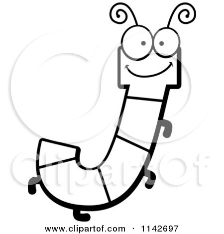 Cartoon Clipart Of A Black And White Letter J Bug - Vector Outlined Coloring Page by Cory Thoman