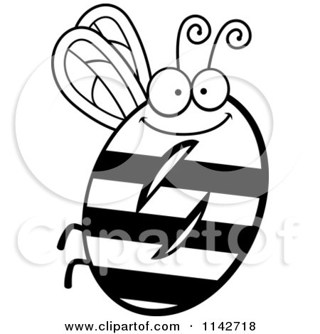 Cartoon Clipart Of A Black And White Bug Number 0 - Vector Outlined Coloring Page by Cory Thoman