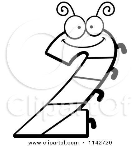 Cartoon Clipart Of A Black And White Bug Number 2 - Vector Outlined Coloring Page by Cory Thoman