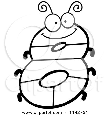 Cartoon Clipart Of A Black And White Bug Number 8 - Vector Outlined Coloring Page by Cory Thoman