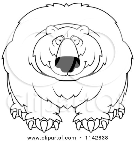 Cartoon Clipart Of A Black And White Big Bear - Vector Outlined Coloring Page by Cory Thoman