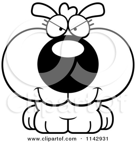 Cartoon Clipart Of A Black And White Sly Dog - Vector Outlined Coloring Page by Cory Thoman
