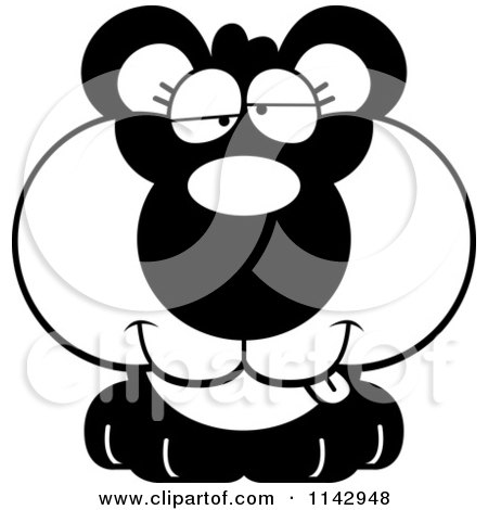 Cartoon Clipart Of A Black And White Cute Dumb Panda - Vector Outlined Coloring Page by Cory Thoman